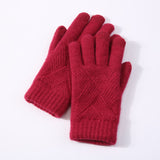 Female Winter Warm Knitted Full Finger Gloves Men Solid Woolen Touch Screen Mittens Women Thick Warm Cycling Driving Gloves H46 daiiibabyyy