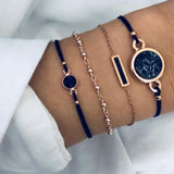 New Bohemian Black Rope Chain Bracelet Set For Women aircraft Shell Moon Heart crystal Charm Bangle Boho Jewelry daiiibabyyy