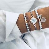 New Bohemian Black Rope Chain Bracelet Set For Women aircraft Shell Moon Heart crystal Charm Bangle Boho Jewelry daiiibabyyy