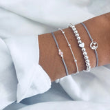 New Bohemian Black Rope Chain Bracelet Set For Women aircraft Shell Moon Heart crystal Charm Bangle Boho Jewelry daiiibabyyy