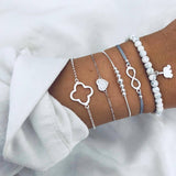 New Bohemian Black Rope Chain Bracelet Set For Women aircraft Shell Moon Heart crystal Charm Bangle Boho Jewelry daiiibabyyy
