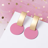 POXAM New Korean Statement Earrings for women Pink Sweet Arcylic Geometric Dangle Drop Gold Earings Brincos  Fashion Jewelry daiiibabyyy
