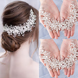 Silve rColor Bridal Flower Headband Prom Tiara Wedding Hair Accessories Bride Handmade Hair ornaments Female Crystal Headdress daiiibabyyy
