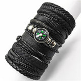 10pcs/set Black Wrap Woven New Fashion Handmade Men Bracelets Male Women Leather Bracelet Men Bangle  Jewelry Gift daiiibabyyy