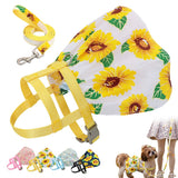 Nylon Puppy Dog Harness With Leash Pretty Flower Print Dogs Dress Clothes Special Pet Cat Harness Dresses For Cats Small Dogs daiiibabyyy