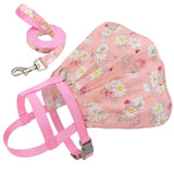 Nylon Puppy Dog Harness With Leash Pretty Flower Print Dogs Dress Clothes Special Pet Cat Harness Dresses For Cats Small Dogs daiiibabyyy