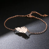 DOTIFI Stainless Steel Bracelet For Women Feather  Man Gold And Rose Gold Color Pulseira Feminina Lover's Engagement Jewelry daiiibabyyy