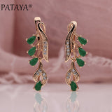 PATAYA 328 Anniversary 585 Rose Gold Multicolor Water Drop Natural Zircon Wedding Party Fine Jewelry Women Long Dangle Earrings daiiibabyyy