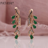 PATAYA 328 Anniversary 585 Rose Gold Multicolor Water Drop Natural Zircon Wedding Party Fine Jewelry Women Long Dangle Earrings daiiibabyyy