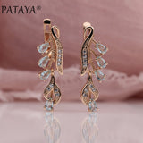 PATAYA 328 Anniversary 585 Rose Gold Multicolor Water Drop Natural Zircon Wedding Party Fine Jewelry Women Long Dangle Earrings daiiibabyyy