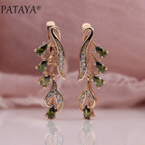 PATAYA 328 Anniversary 585 Rose Gold Multicolor Water Drop Natural Zircon Wedding Party Fine Jewelry Women Long Dangle Earrings daiiibabyyy