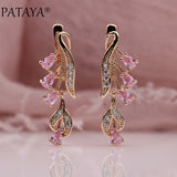 PATAYA 328 Anniversary 585 Rose Gold Multicolor Water Drop Natural Zircon Wedding Party Fine Jewelry Women Long Dangle Earrings daiiibabyyy