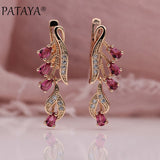 PATAYA 328 Anniversary 585 Rose Gold Multicolor Water Drop Natural Zircon Wedding Party Fine Jewelry Women Long Dangle Earrings daiiibabyyy