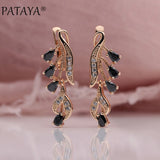 PATAYA 328 Anniversary 585 Rose Gold Multicolor Water Drop Natural Zircon Wedding Party Fine Jewelry Women Long Dangle Earrings daiiibabyyy