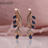 PATAYA 328 Anniversary 585 Rose Gold Multicolor Water Drop Natural Zircon Wedding Party Fine Jewelry Women Long Dangle Earrings daiiibabyyy