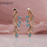 PATAYA 328 Anniversary 585 Rose Gold Multicolor Water Drop Natural Zircon Wedding Party Fine Jewelry Women Long Dangle Earrings daiiibabyyy