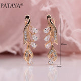 PATAYA 328 Anniversary 585 Rose Gold Multicolor Water Drop Natural Zircon Wedding Party Fine Jewelry Women Long Dangle Earrings daiiibabyyy