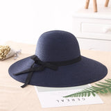 simple Foldable Wide Brim Floppy Girls Straw Hat Sun Hat Beach Women Summer Hat UV Protect Travel Cap Lady Cap Female daiiibabyyy