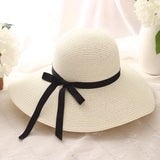 simple Foldable Wide Brim Floppy Girls Straw Hat Sun Hat Beach Women Summer Hat UV Protect Travel Cap Lady Cap Female daiiibabyyy