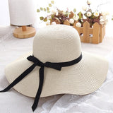 simple Foldable Wide Brim Floppy Girls Straw Hat Sun Hat Beach Women Summer Hat UV Protect Travel Cap Lady Cap Female daiiibabyyy