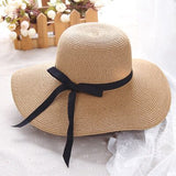 simple Foldable Wide Brim Floppy Girls Straw Hat Sun Hat Beach Women Summer Hat UV Protect Travel Cap Lady Cap Female daiiibabyyy