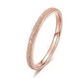 KNOCK High quality Fashion Simple Scrub Stainless Steel Women 's Rings 2 mm Width Rose Gold Color Finger  Gift For Girl Jewelry daiiibabyyy