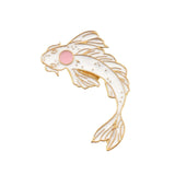 Pink/White/Black Koi Brooch Cute Goldfish Enamel Pin Denim Lapel Fish BadgeFamily Kid Blessing Gifts Friends Personality Jewelry daiiibabyyy