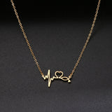 Stethoscope Heartbeat Gold Necklace Women Love Heart Stainless Steel Necklaces & Pendants Medical Nurse Doctor Lover Gifts daiiibabyyy