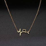 Stethoscope Heartbeat Gold Necklace Women Love Heart Stainless Steel Necklaces & Pendants Medical Nurse Doctor Lover Gifts daiiibabyyy