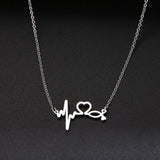 Stethoscope Heartbeat Gold Necklace Women Love Heart Stainless Steel Necklaces & Pendants Medical Nurse Doctor Lover Gifts daiiibabyyy
