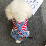 2021 New Denim Pet Dog Overalls Spring Summer Puppy Vest Cowboy Dog Clothes Puppy Teddy Denim Costume Jacket daiiibabyyy