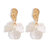 Korean White Acrylic Flower Petal Drop Earrings For Women's Fashion Statement Shell Flower Trend Alloy Pendant Earring Jewellery daiiibabyyy