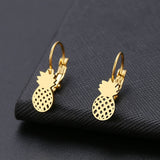Fashion Earring World Map/Pineapple/Love Heart/Star Small Geometric Gift For Women Party Alentine's Day Stainless Steel Jewelry daiiibabyyy