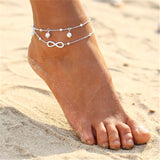 2PCS Retro Pearl Heart Infinity Ankle Anklet Bracelet Set Bohemia Foot Beach Anklets Women Fashion Barefoot Chain Jewelry daiiibabyyy