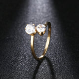 DOTIFI  316L Stainless Steel Rings For Women Double Zircon Engagement Wedding Ring Jewelry daiiibabyyy