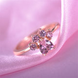 Cute Cartoon Cat's Paw Crystal Engagement Design Hot Sale Rings For Women Pink Zircon Cubic Elegant Rings Female Wedding Jewelry daiiibabyyy