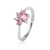 Cute Cartoon Cat's Paw Crystal Engagement Design Hot Sale Rings For Women Pink Zircon Cubic Elegant Rings Female Wedding Jewelry daiiibabyyy