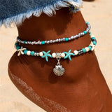 Vintage Shell Beads Starfish Turtle Anklets For Women Handmade Beaded Ankle Bracelet Foot Jewelry bracelet cheville femme daiiibabyyy
