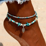 Vintage Shell Beads Starfish Turtle Anklets For Women Handmade Beaded Ankle Bracelet Foot Jewelry bracelet cheville femme daiiibabyyy