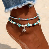 Vintage Shell Beads Starfish Turtle Anklets For Women Handmade Beaded Ankle Bracelet Foot Jewelry bracelet cheville femme daiiibabyyy