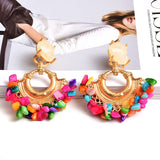 Wholesale Bohemian Vintage Handmade Hanging Colorful Rhinestone Dangle Metal Drop Earrings Jewelry Accessories For Women daiiibabyyy
