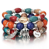 ZOSHI 3-4pcs/set Fashion Boho Bracelets & Bangles Women Stone Beaded Bracelet Set With Colorful Gem Long Wrap Bracelet for Women daiiibabyyy