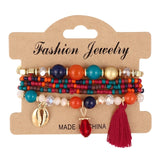 ZOSHI 3-4pcs/set Fashion Boho Bracelets & Bangles Women Stone Beaded Bracelet Set With Colorful Gem Long Wrap Bracelet for Women daiiibabyyy