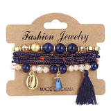 ZOSHI 3-4pcs/set Fashion Boho Bracelets & Bangles Women Stone Beaded Bracelet Set With Colorful Gem Long Wrap Bracelet for Women daiiibabyyy