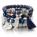 ZOSHI 3-4pcs/set Fashion Boho Bracelets & Bangles Women Stone Beaded Bracelet Set With Colorful Gem Long Wrap Bracelet for Women daiiibabyyy
