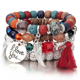 ZOSHI 3-4pcs/set Fashion Boho Bracelets & Bangles Women Stone Beaded Bracelet Set With Colorful Gem Long Wrap Bracelet for Women daiiibabyyy