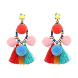 FASHIONSNOOPS Boho Statement Jewelry Long Tassel Big Earring Dangle Drop Crystal Earring For Women Oorbellen daiiibabyyy