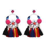 FASHIONSNOOPS Boho Statement Jewelry Long Tassel Big Earring Dangle Drop Crystal Earring For Women Oorbellen daiiibabyyy