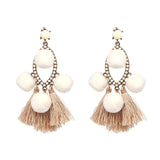 FASHIONSNOOPS Boho Statement Jewelry Long Tassel Big Earring Dangle Drop Crystal Earring For Women Oorbellen daiiibabyyy