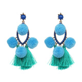 FASHIONSNOOPS Boho Statement Jewelry Long Tassel Big Earring Dangle Drop Crystal Earring For Women Oorbellen daiiibabyyy
